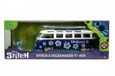 Метален Бус Disney Lilo & Stitch Volkswagen T1 Bus Van & Stitch с фигурка Jada Toys 1/24 - 253075000