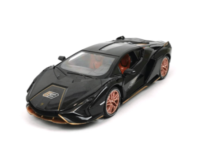 Метален автомобил със звук и светлини Lamborghini Sian 1/24, черен