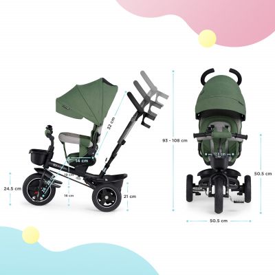 Триколка със сенник KinderKraft SPINSTEP, зелена