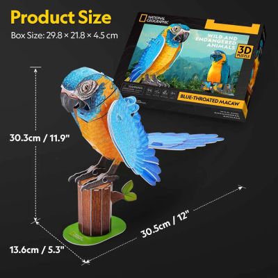 3D Пъзел National Geographic Синьогърлена ара CubicFun DS1097h  